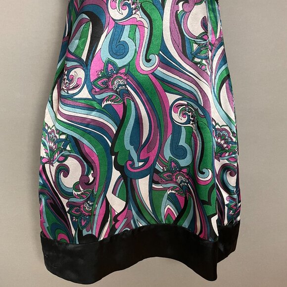 Vintage Y2K Dress Retro Print Flower Power V-Neck Mini A-Line Sleeveless Black - Picture 5 of 13